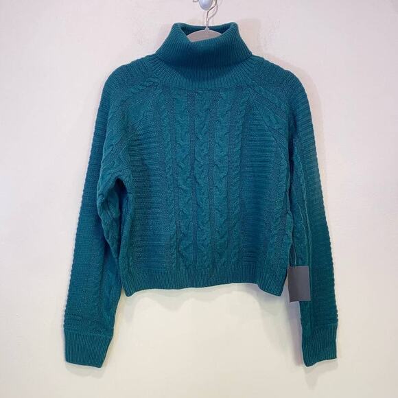 NWT Green Lulu's Knitted Braided Long Sleeve Sweater XS - Picture 1 of 6